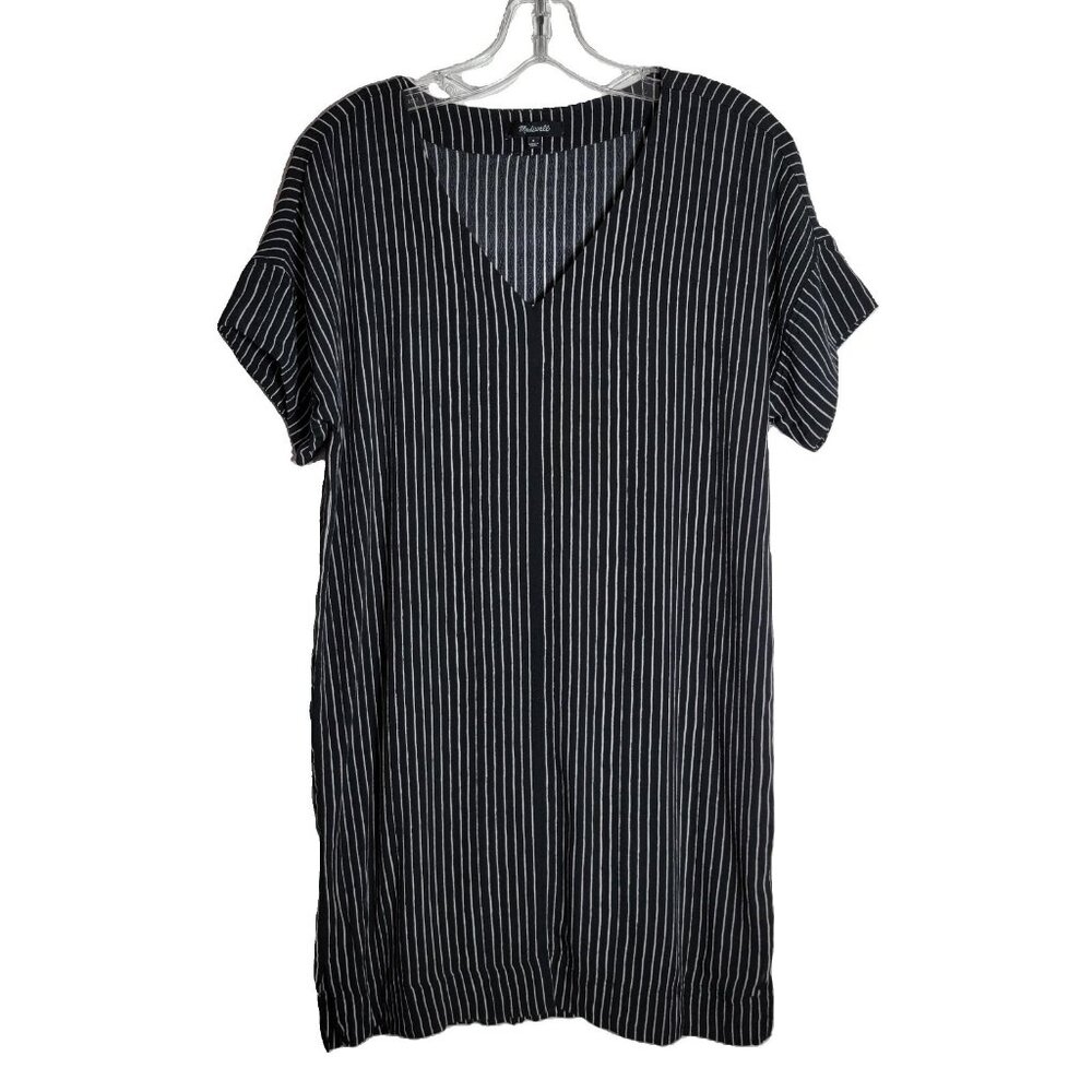 Madewell Novel Striped Shift Dress‎ S Pullover Lightweight Viscose Short Sleeve